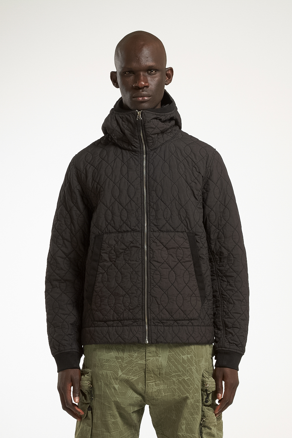 Taki Quilted Hooded Jacket in Black Nemen